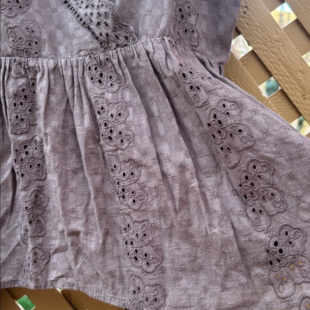 American Eagle Outfitters Lace-Trim Eyelet Babydoll Peplum Camisole in Brown - Picture 3 of 4